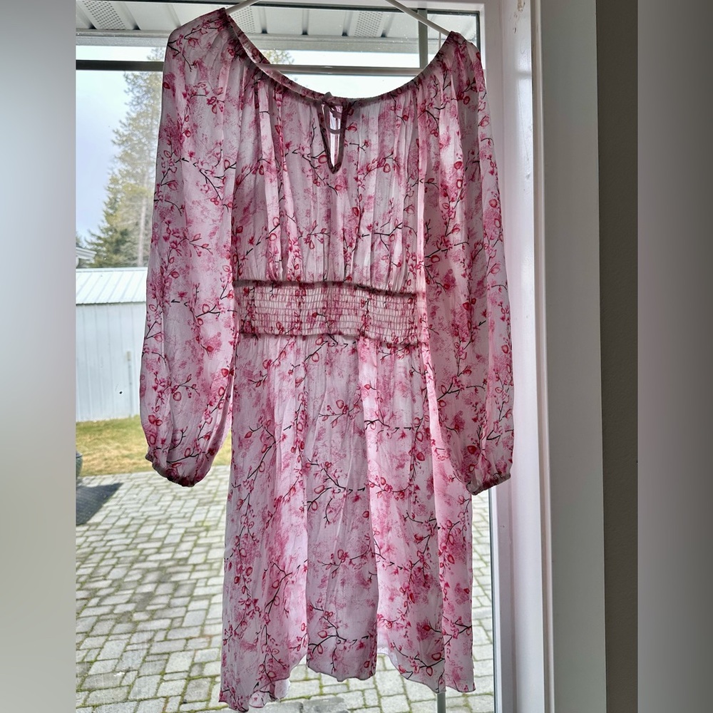 SHEIN Pink Floral Midi Dress